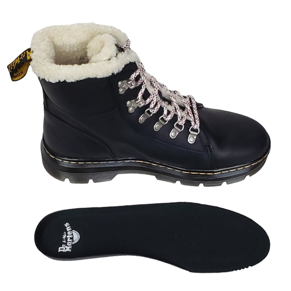 New Dr Martens combs faux fur shearling lined leather combat boots black winter - Picture 9 of 12